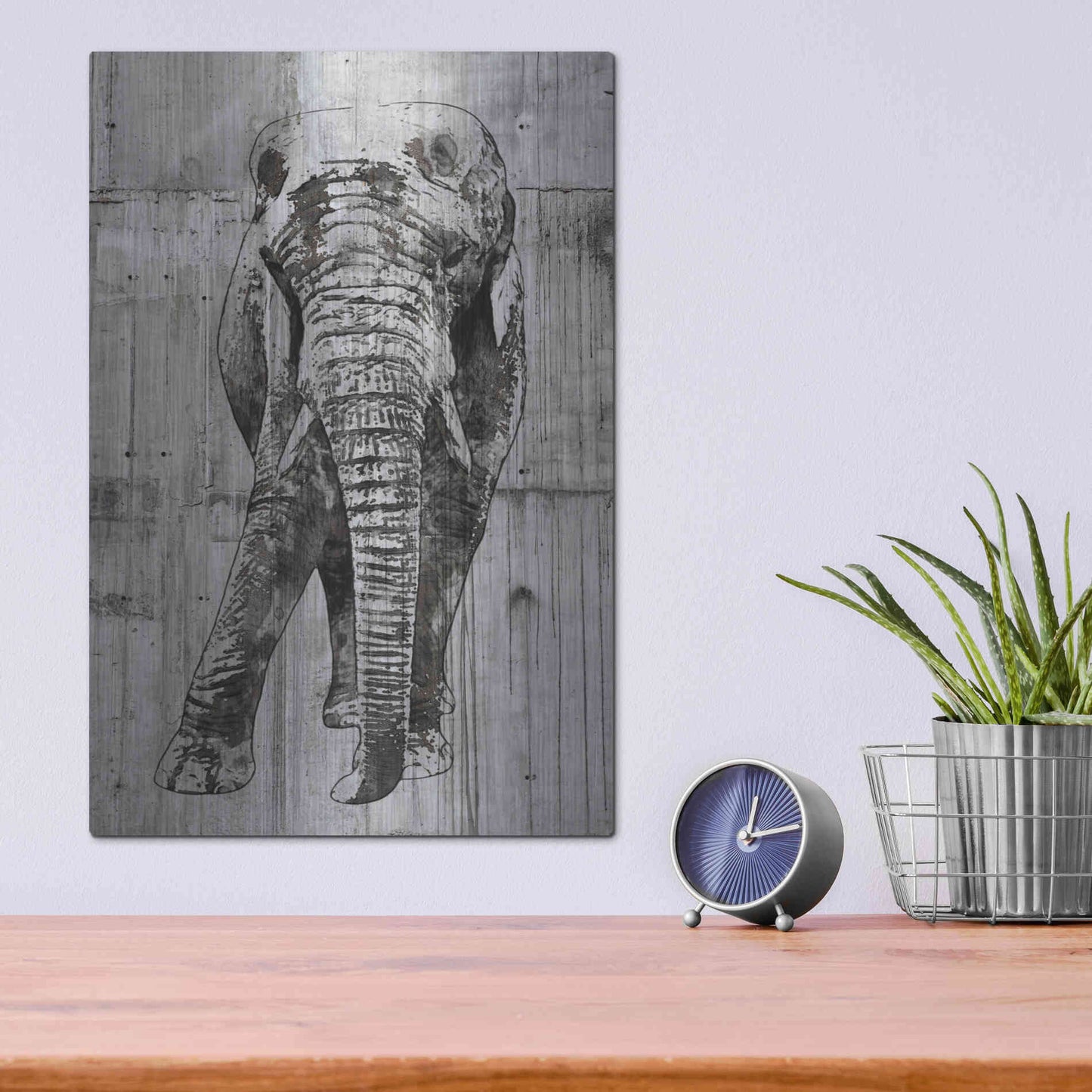 Luxe Metal Art 'ELEPHANT Portrait' by Irena Orlov, Metal Wall Art,12x16