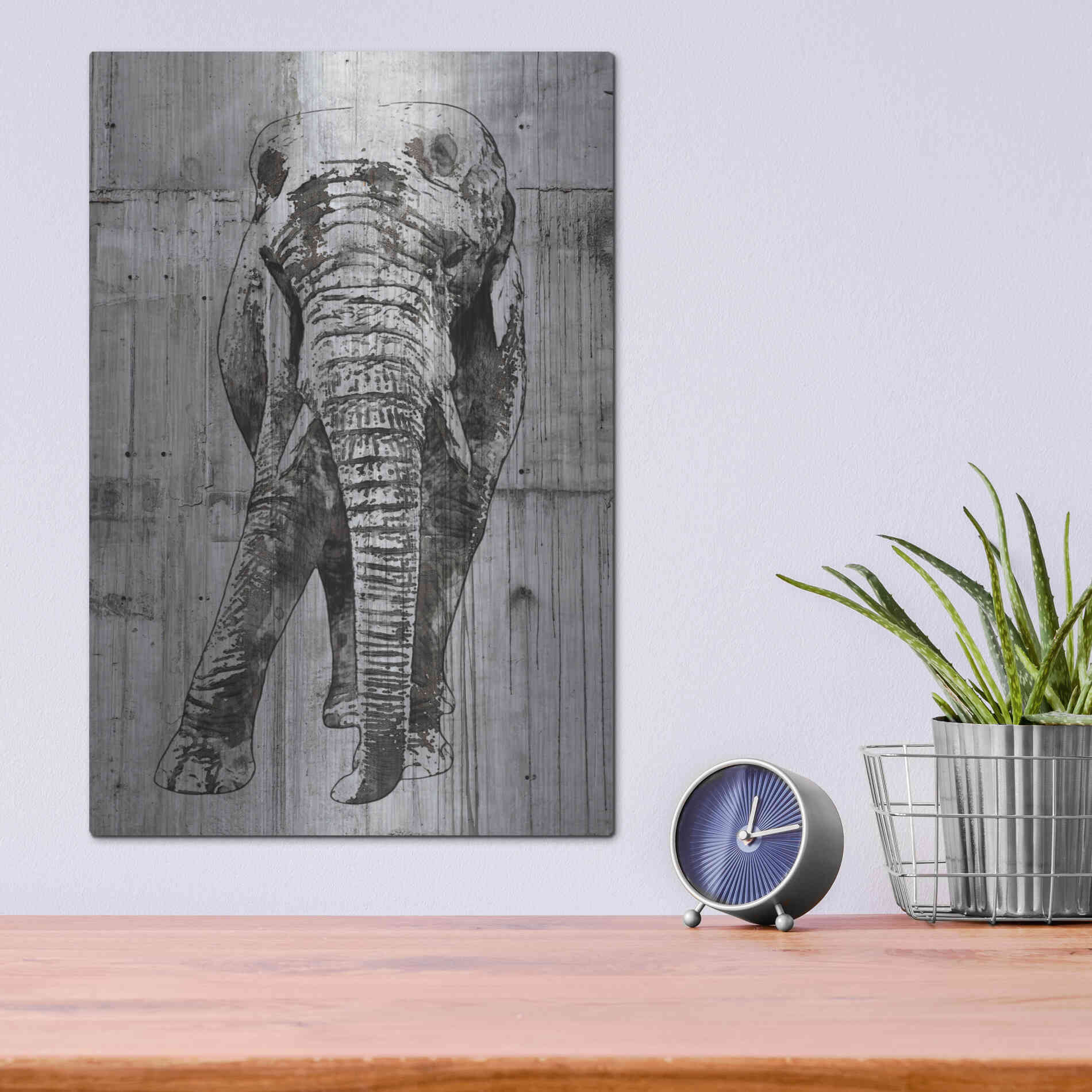Luxe Metal Art 'ELEPHANT Portrait' by Irena Orlov, Metal Wall Art,12x16