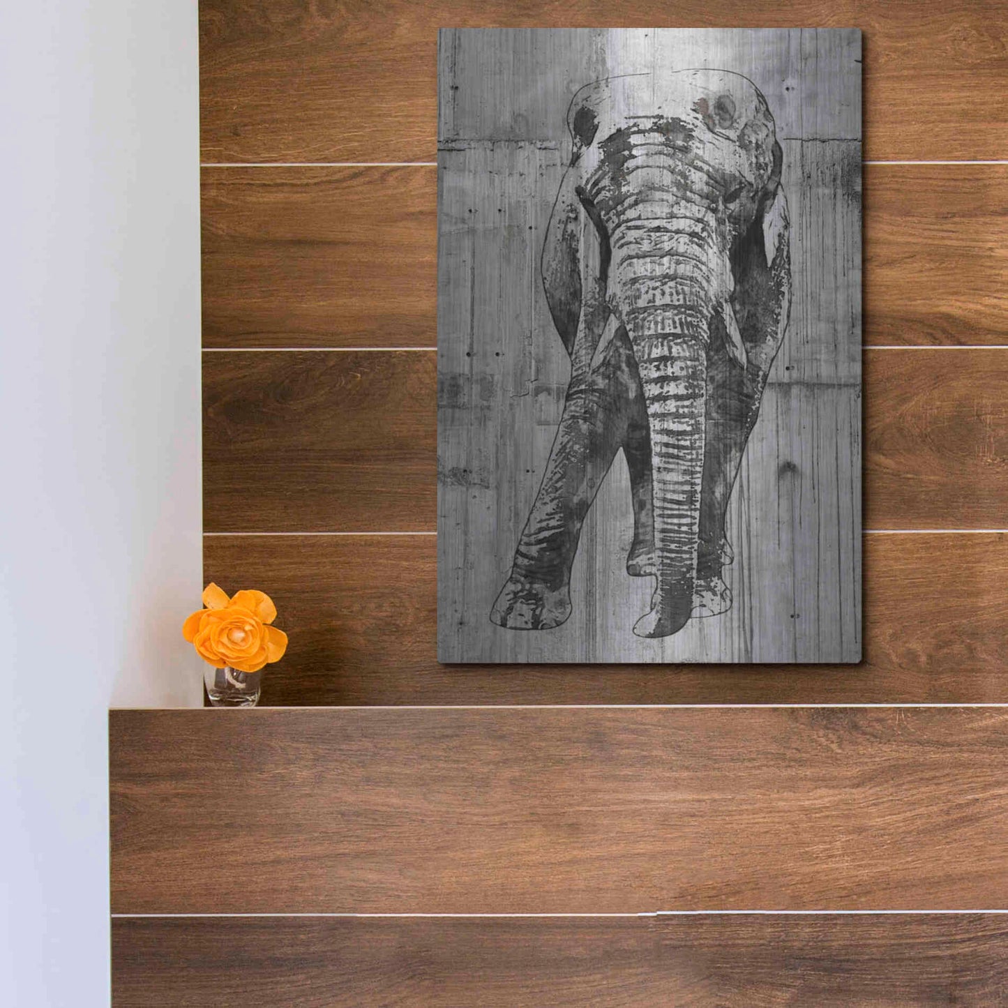 Luxe Metal Art 'ELEPHANT Portrait' by Irena Orlov, Metal Wall Art,12x16