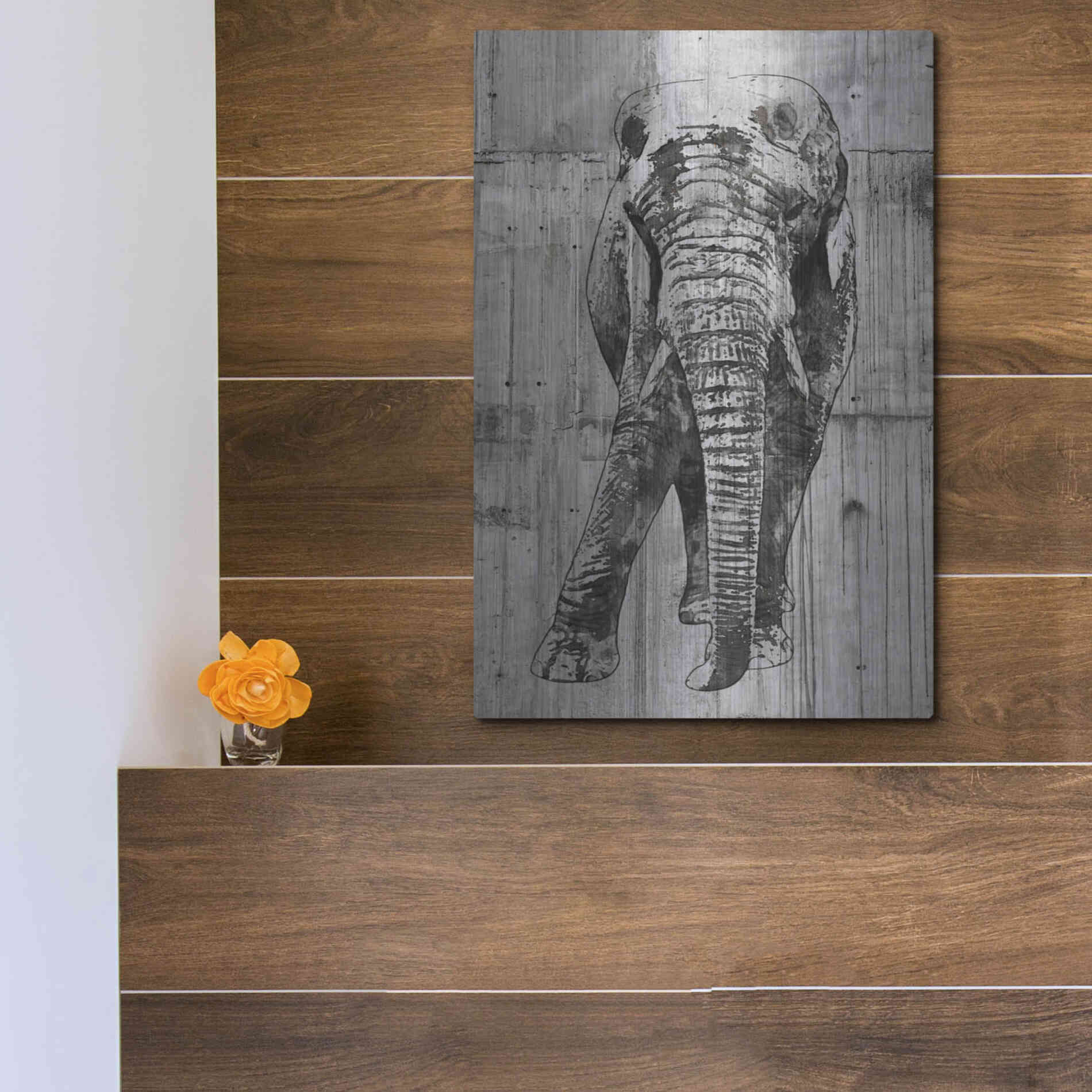 Luxe Metal Art 'ELEPHANT Portrait' by Irena Orlov, Metal Wall Art,12x16