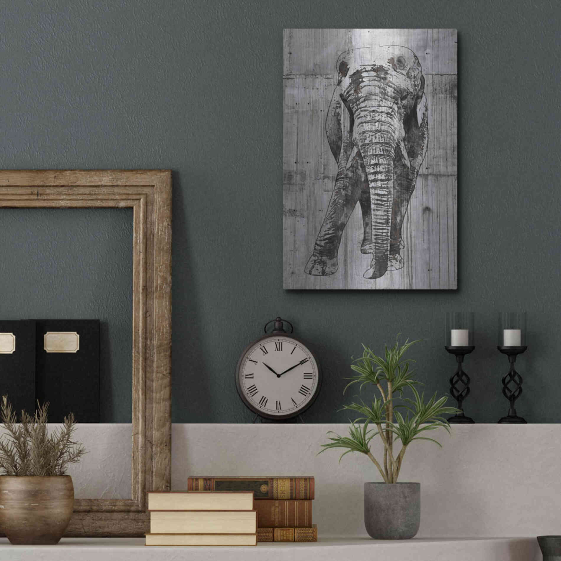 Luxe Metal Art 'ELEPHANT Portrait' by Irena Orlov, Metal Wall Art,12x16
