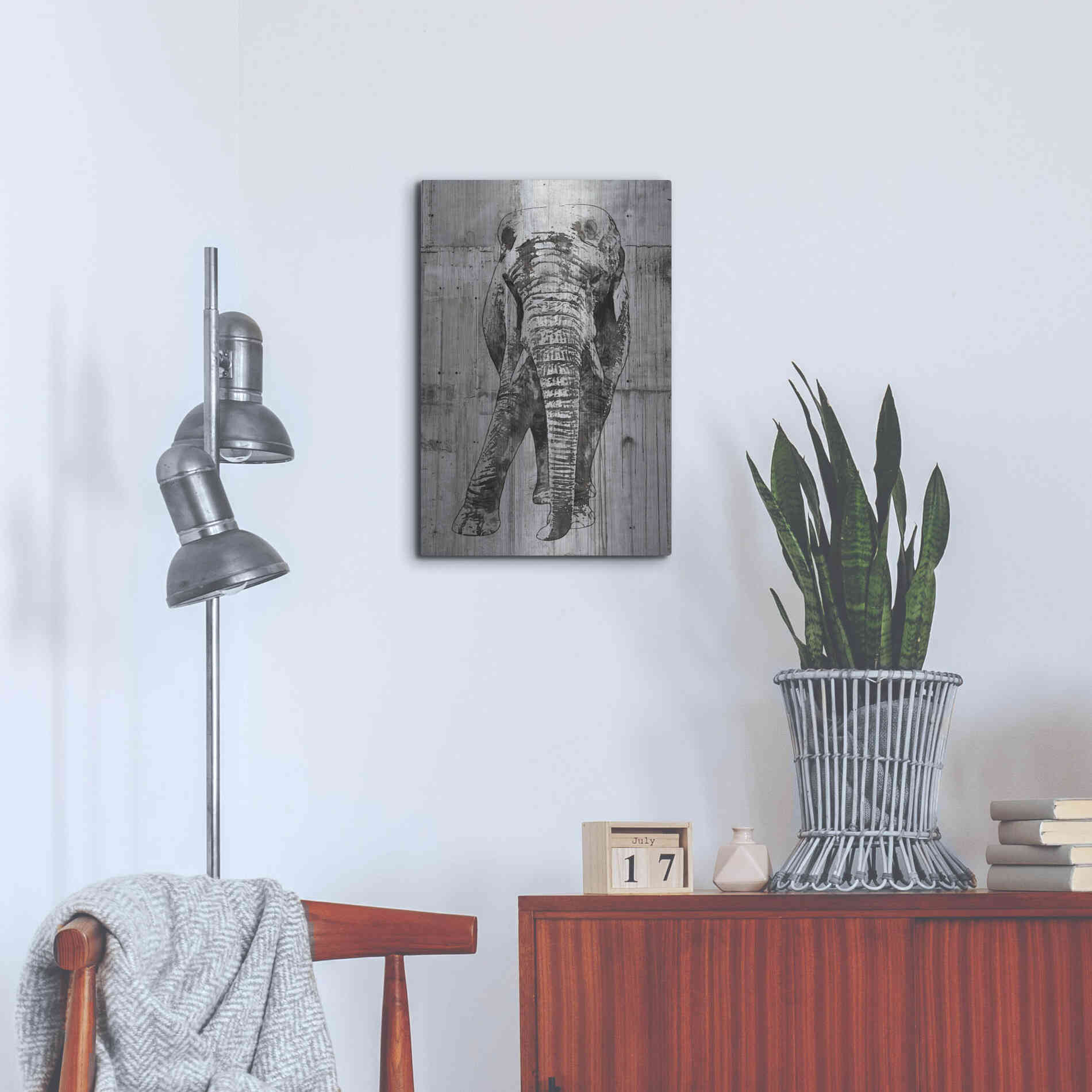 Luxe Metal Art 'ELEPHANT Portrait' by Irena Orlov, Metal Wall Art,16x24