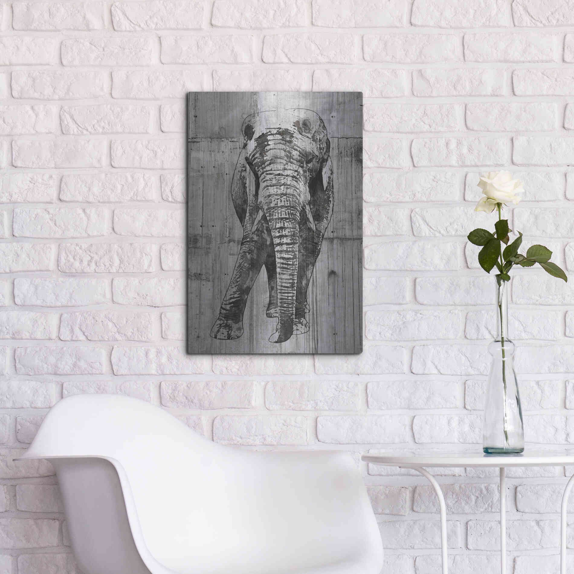 Luxe Metal Art 'ELEPHANT Portrait' by Irena Orlov, Metal Wall Art,16x24