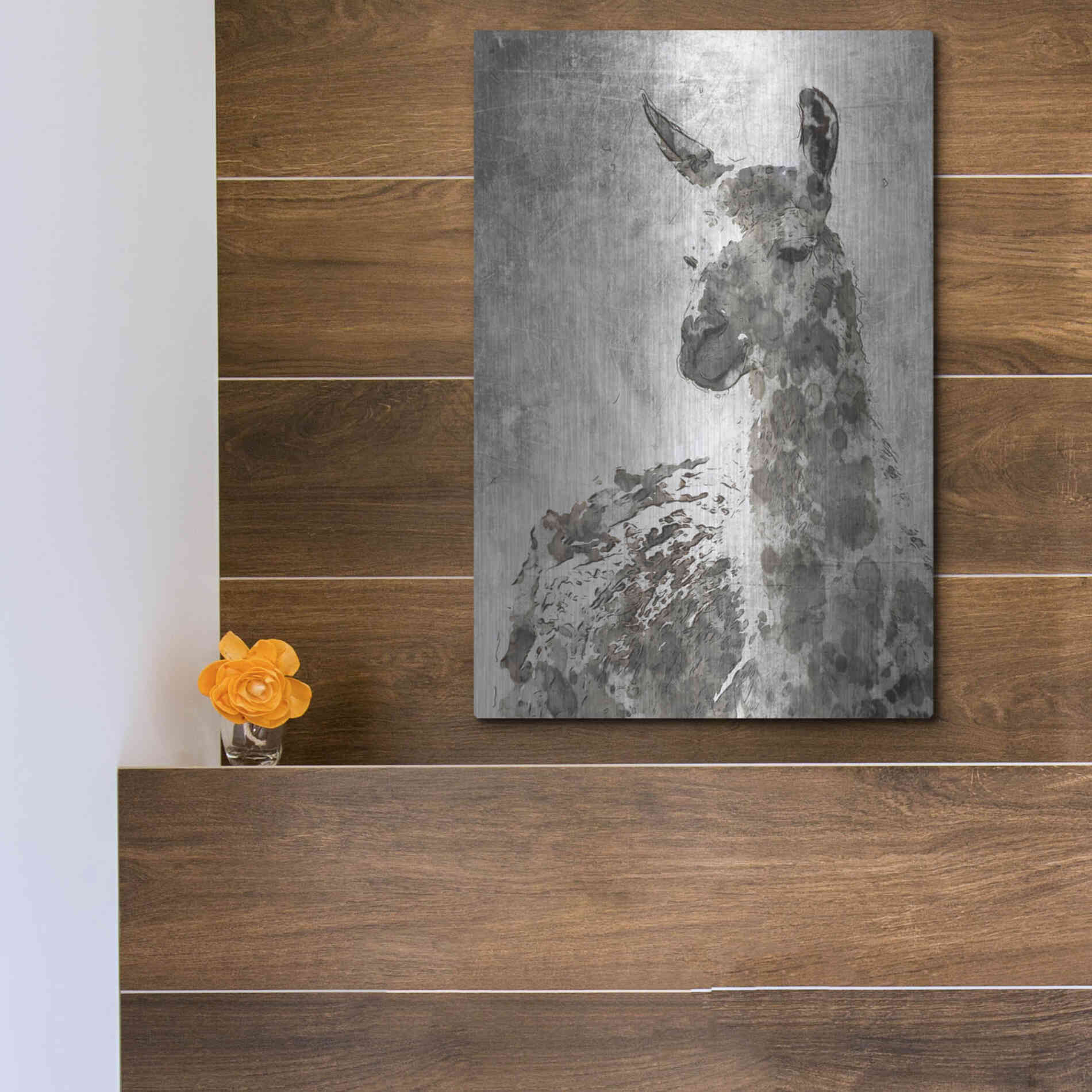 Luxe Metal Art 'Llama' by Irena Orlov, Metal Wall Art,12x16