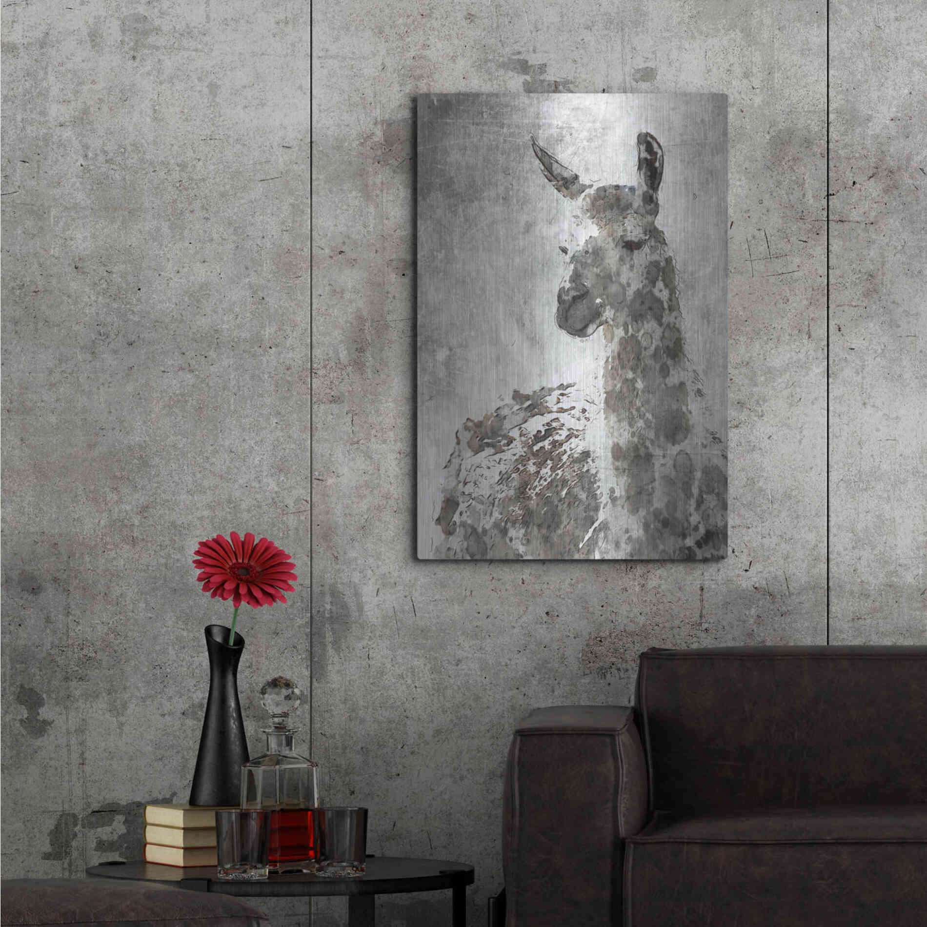 Luxe Metal Art 'Llama' by Irena Orlov, Metal Wall Art,24x36