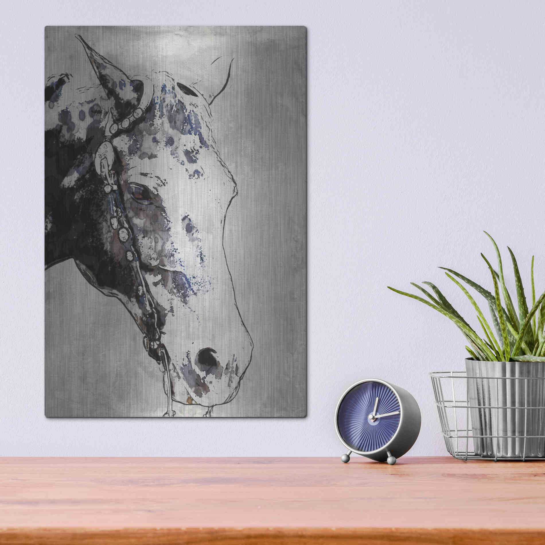 Luxe Metal Art 'Morgan Horse-Black Beauty' by Irena Orlov, Metal Wall Art,12x16