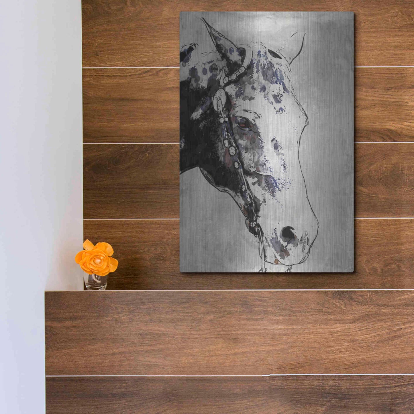 Luxe Metal Art 'Morgan Horse-Black Beauty' by Irena Orlov, Metal Wall Art,12x16