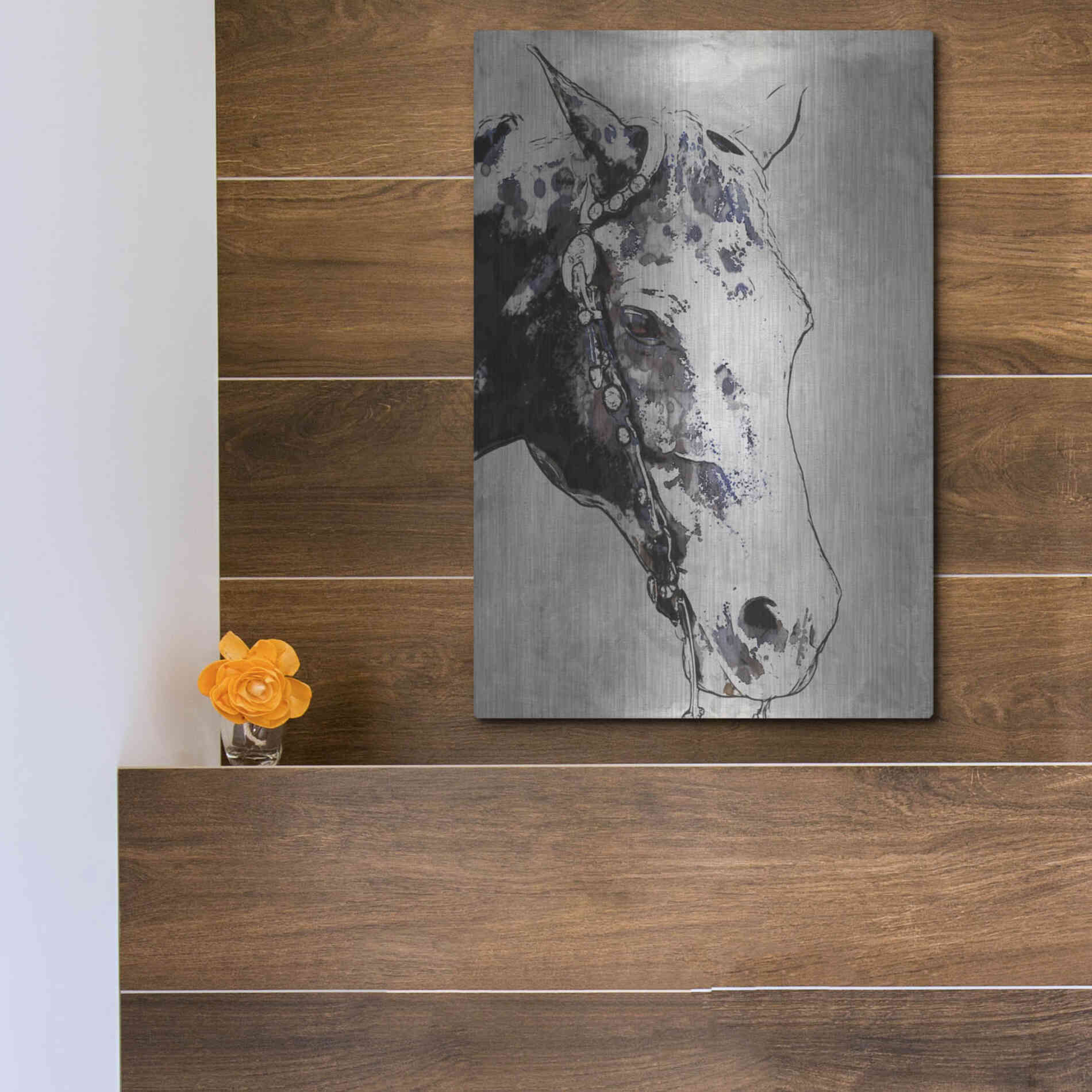 Luxe Metal Art 'Morgan Horse-Black Beauty' by Irena Orlov, Metal Wall Art,12x16