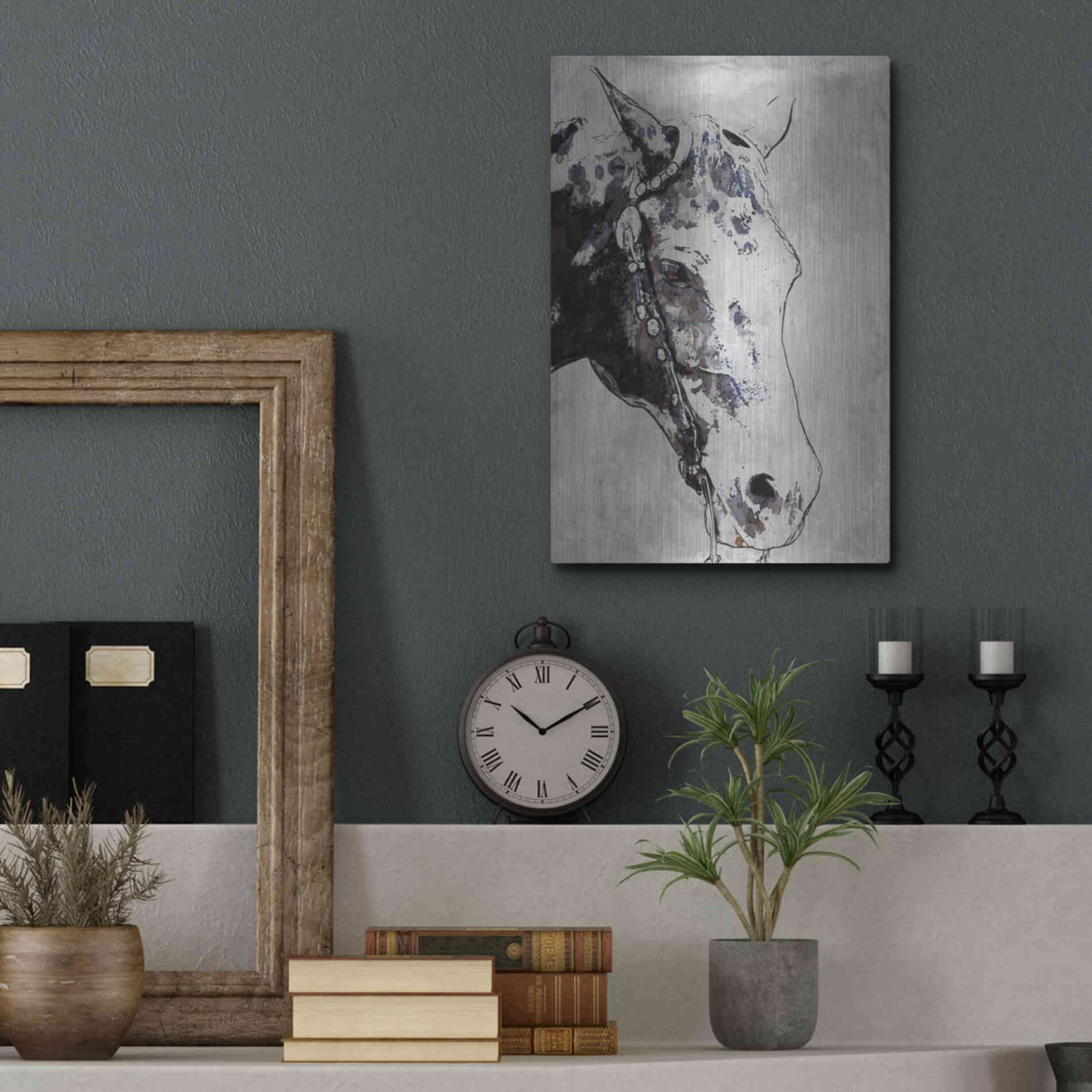 Luxe Metal Art 'Morgan Horse-Black Beauty' by Irena Orlov, Metal Wall Art,12x16