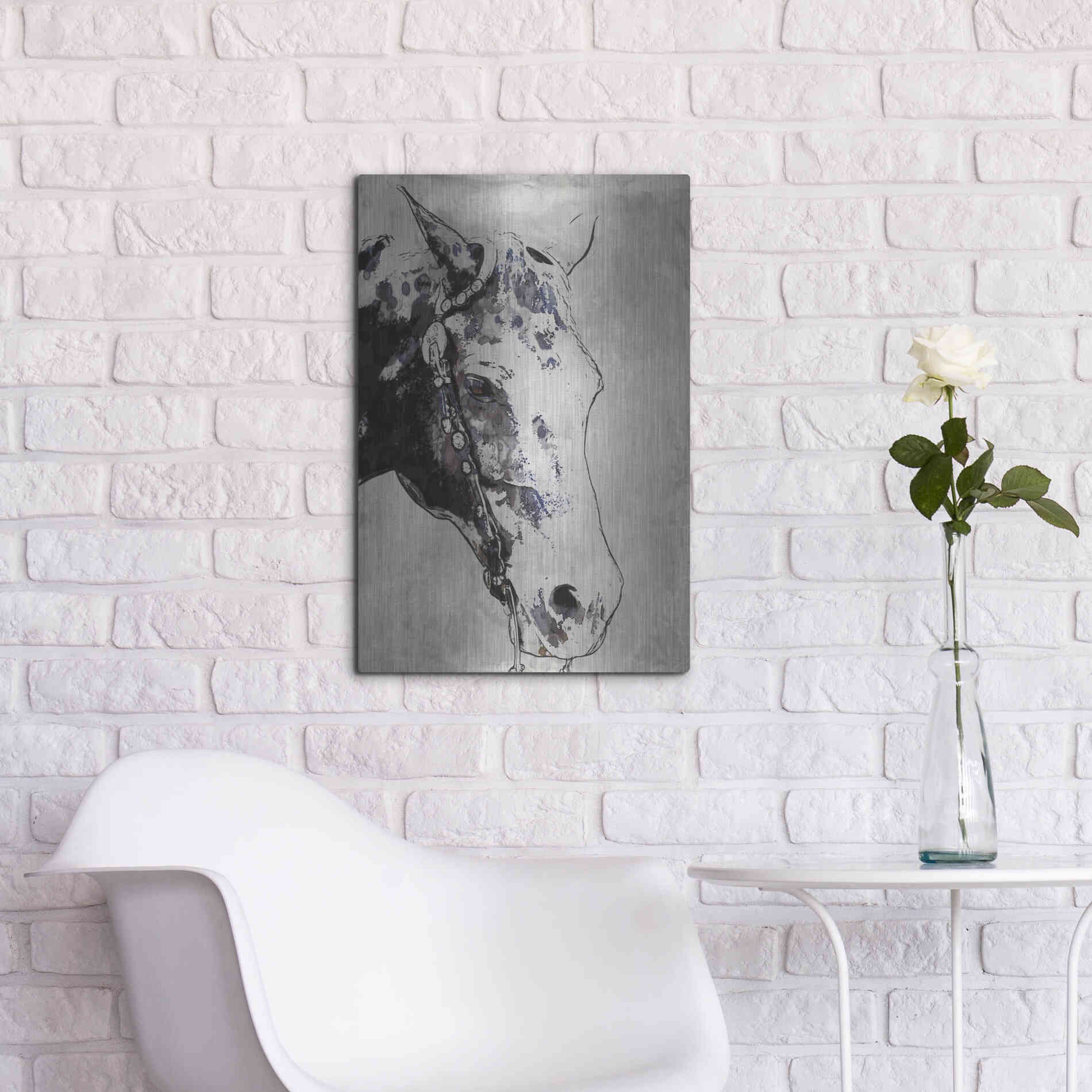 Luxe Metal Art 'Morgan Horse-Black Beauty' by Irena Orlov, Metal Wall Art,16x24