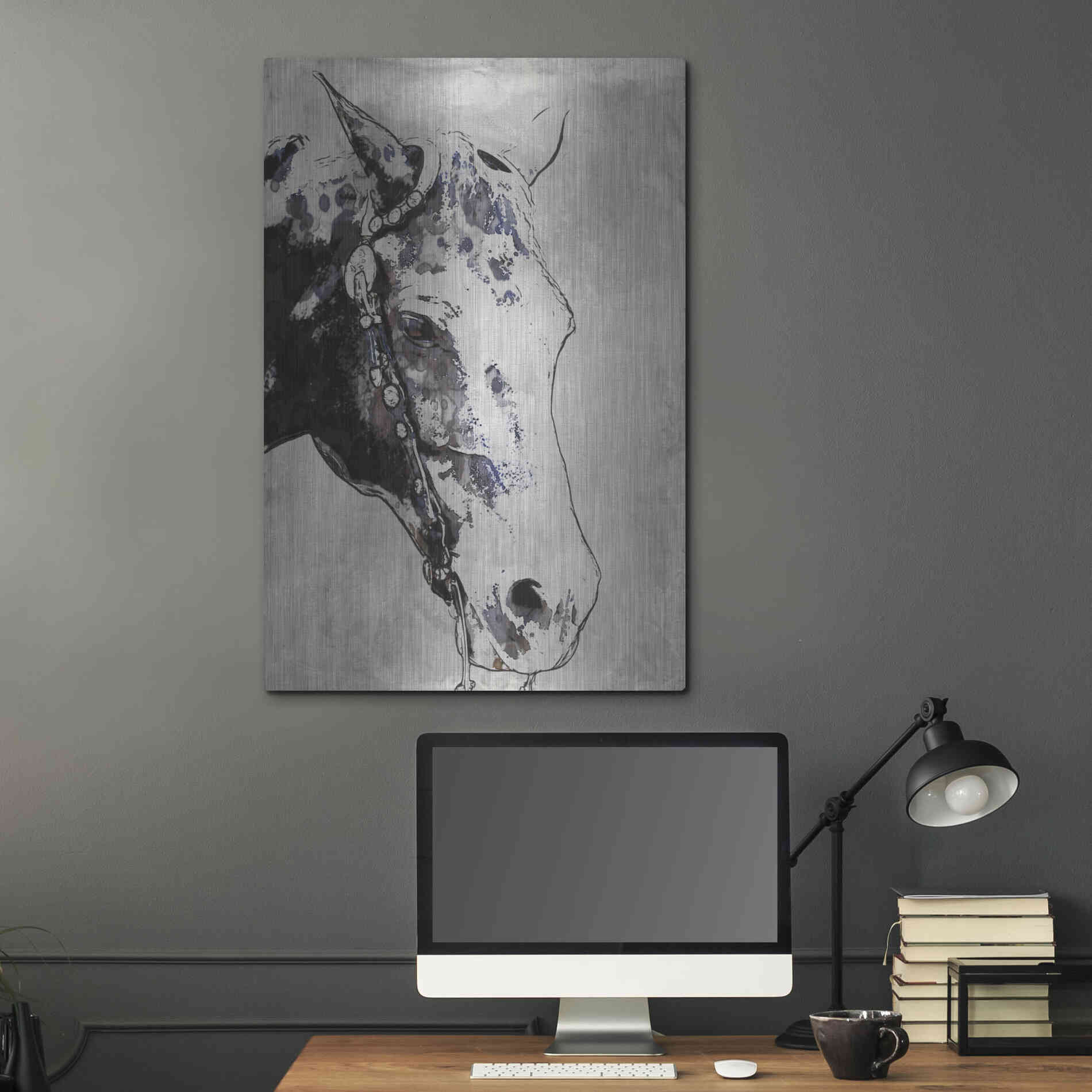 Luxe Metal Art 'Morgan Horse-Black Beauty' by Irena Orlov, Metal Wall Art,24x36