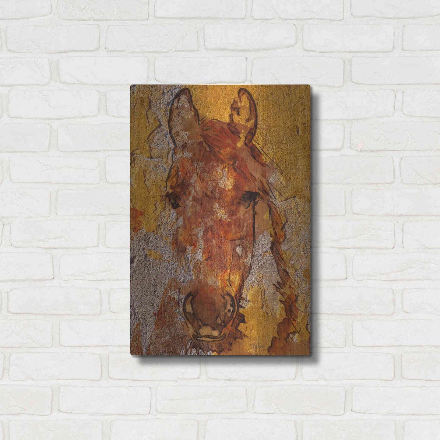 Luxe Metal Art 'Yellow Horse' by Irena Orlov, Metal Wall Art,16x24