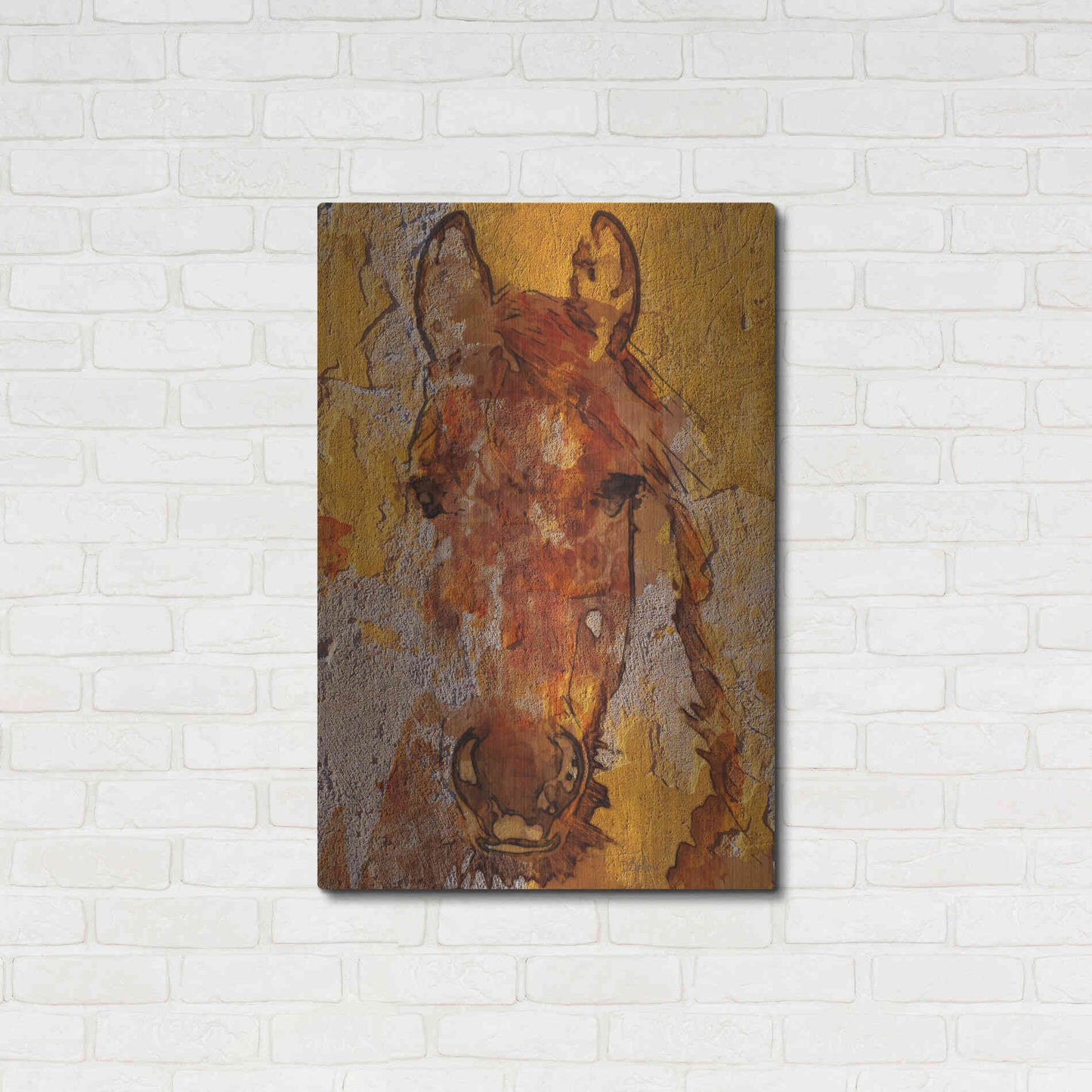 Luxe Metal Art 'Yellow Horse' by Irena Orlov, Metal Wall Art,24x36