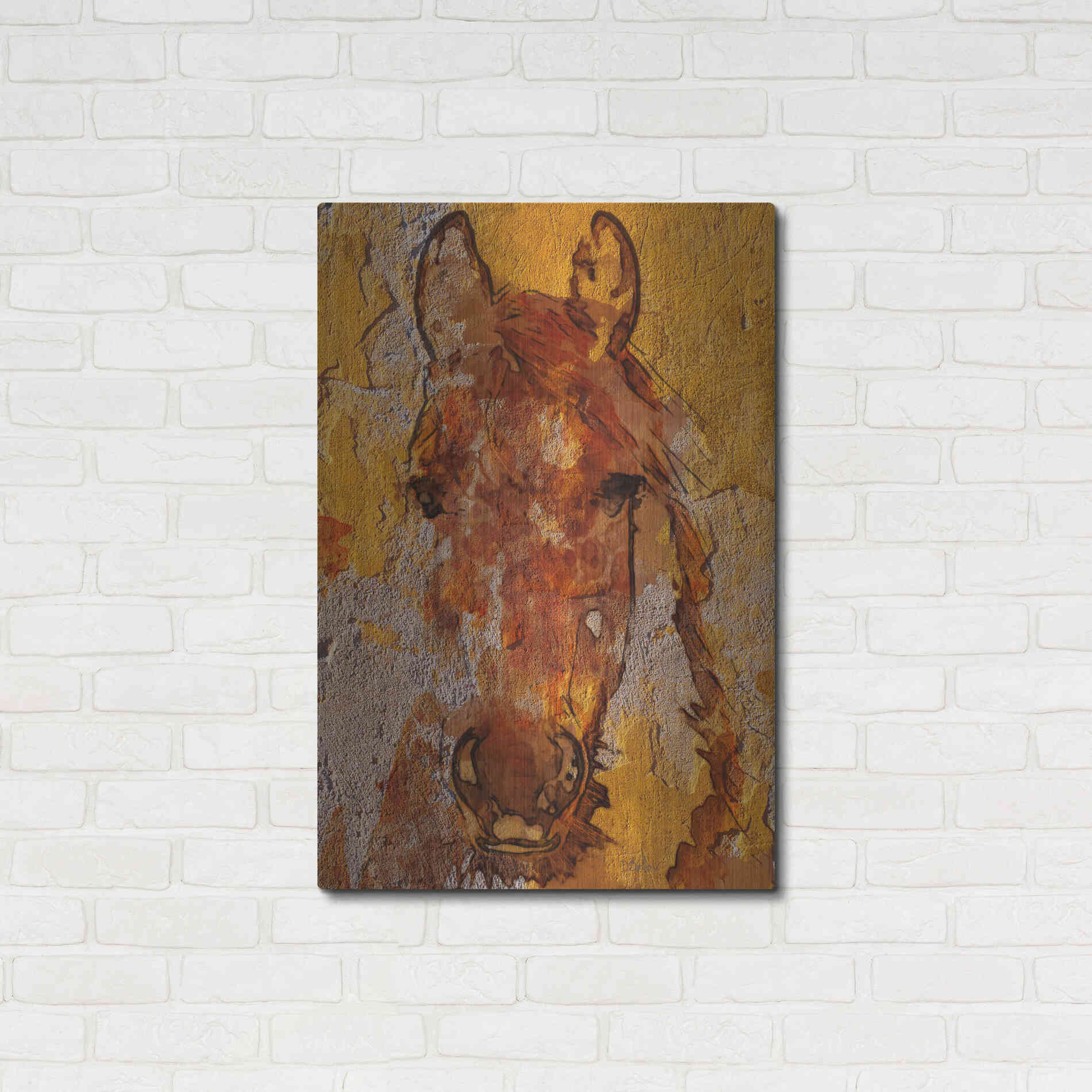 Luxe Metal Art 'Yellow Horse' by Irena Orlov, Metal Wall Art,24x36