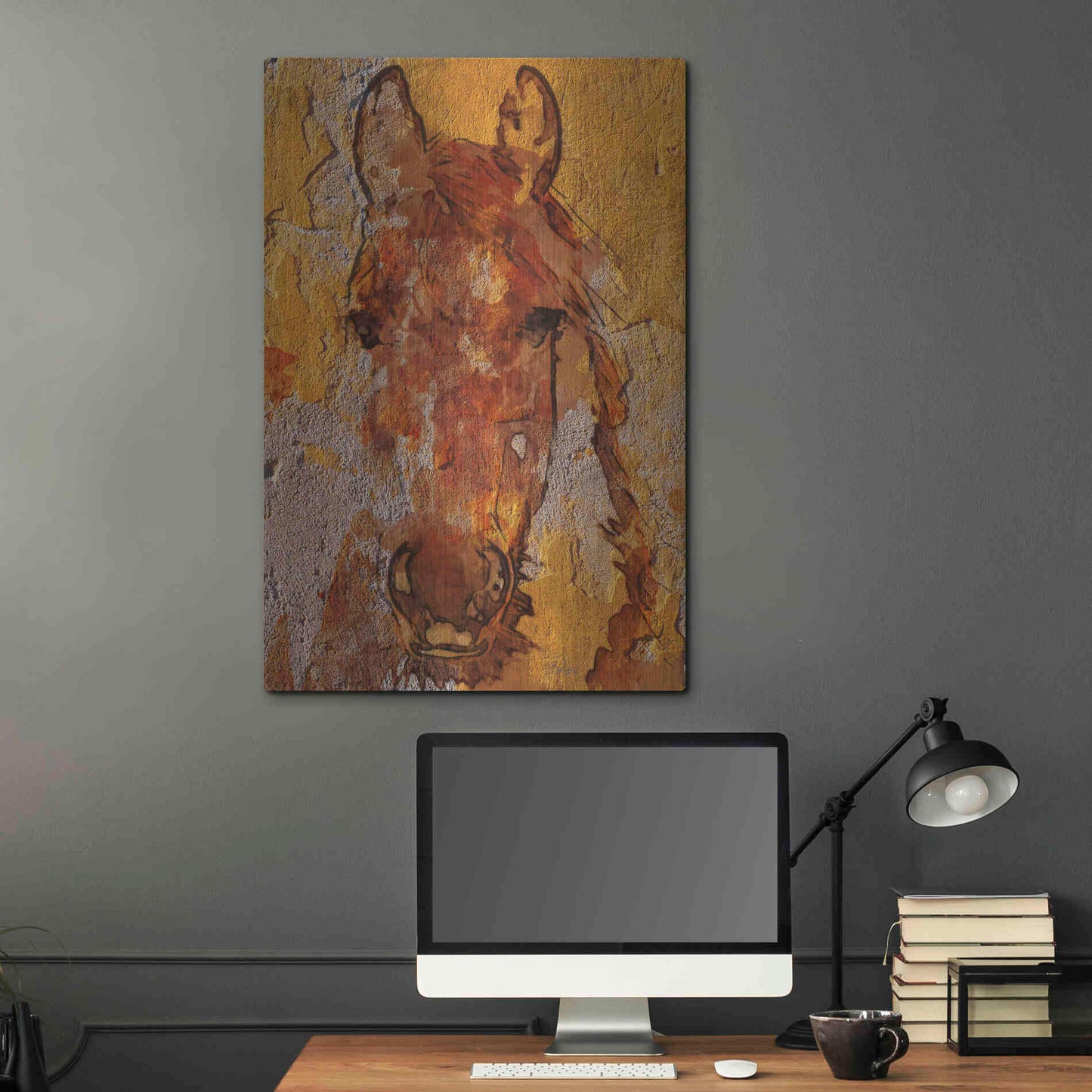 Luxe Metal Art 'Yellow Horse' by Irena Orlov, Metal Wall Art,24x36