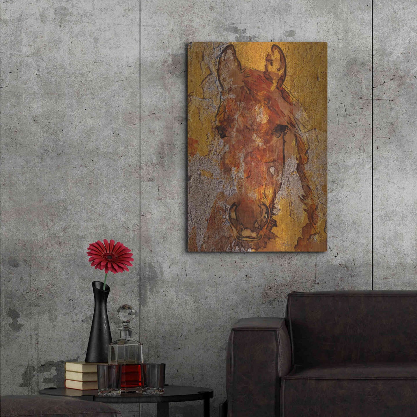 Luxe Metal Art 'Yellow Horse' by Irena Orlov, Metal Wall Art,24x36