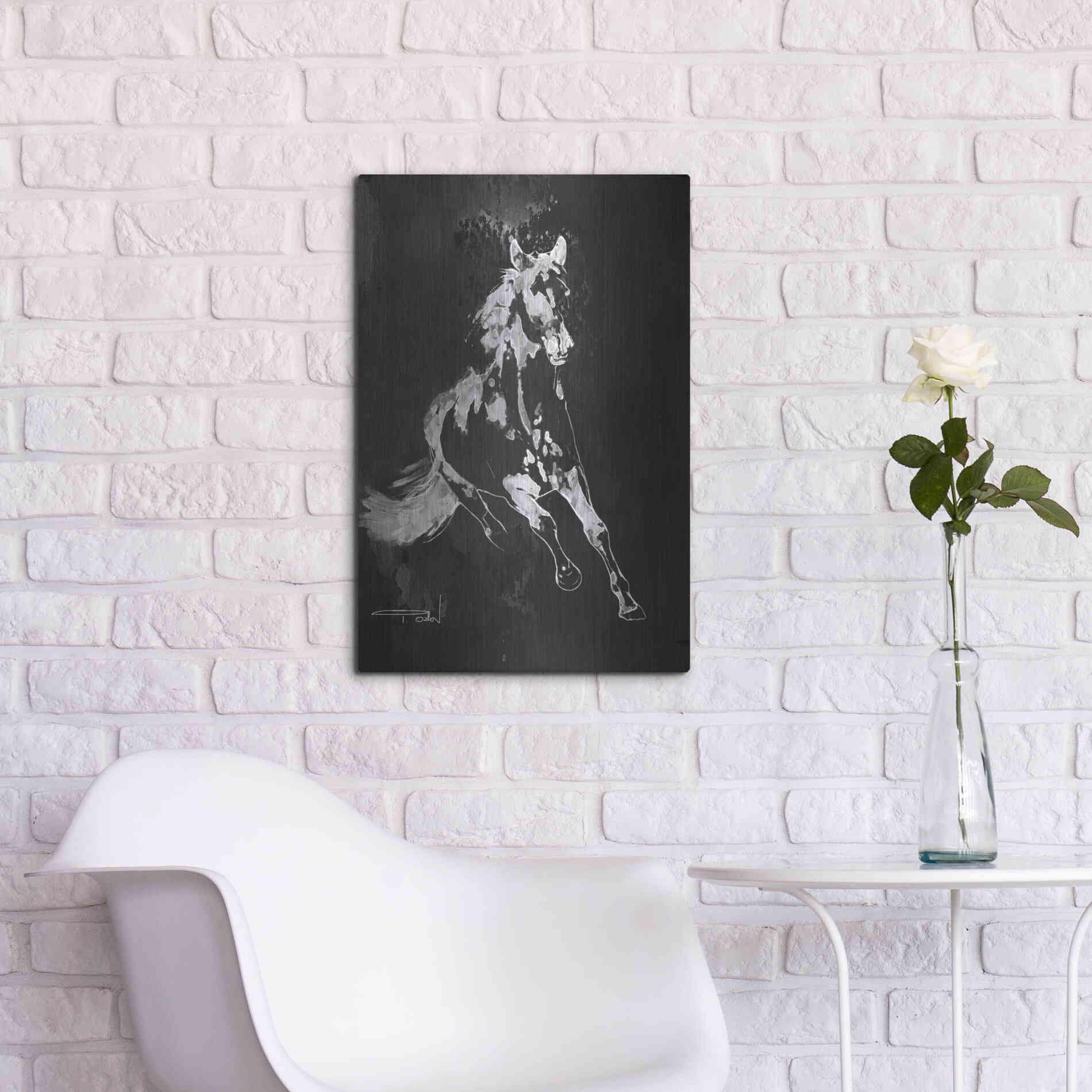 Luxe Metal Art 'Wild Running Horse 2' by Irena Orlov, Metal Wall Art,16x24