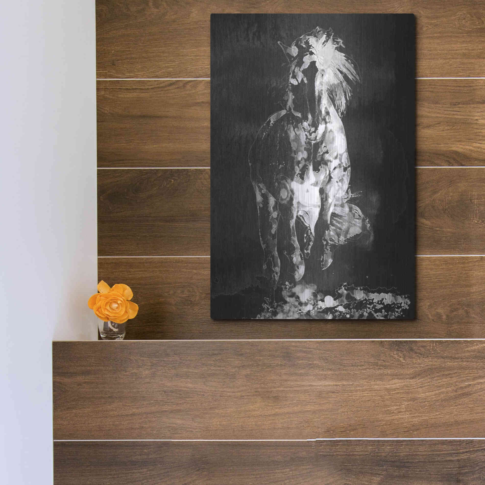 Luxe Metal Art 'Wild Running Horse 3' by Irena Orlov, Metal Wall Art,12x16