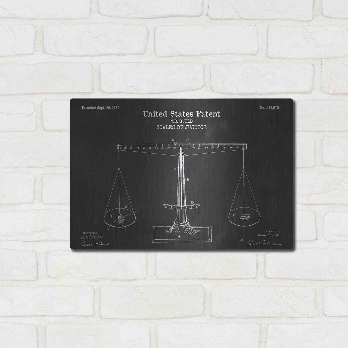 Luxe Metal Art 'Scales of Justice Blueprint Patent Chalkboard' Metal Wall Art,16x12