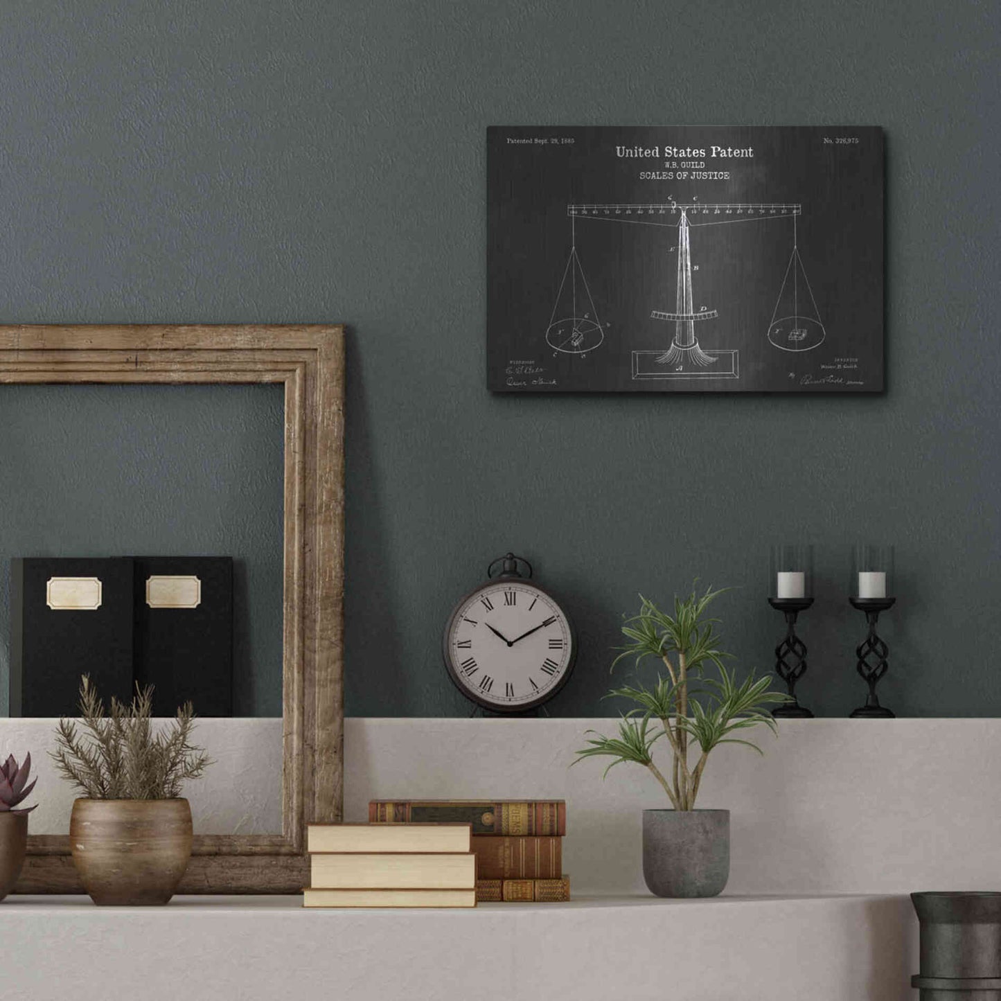 Luxe Metal Art 'Scales of Justice Blueprint Patent Chalkboard' Metal Wall Art,16x12