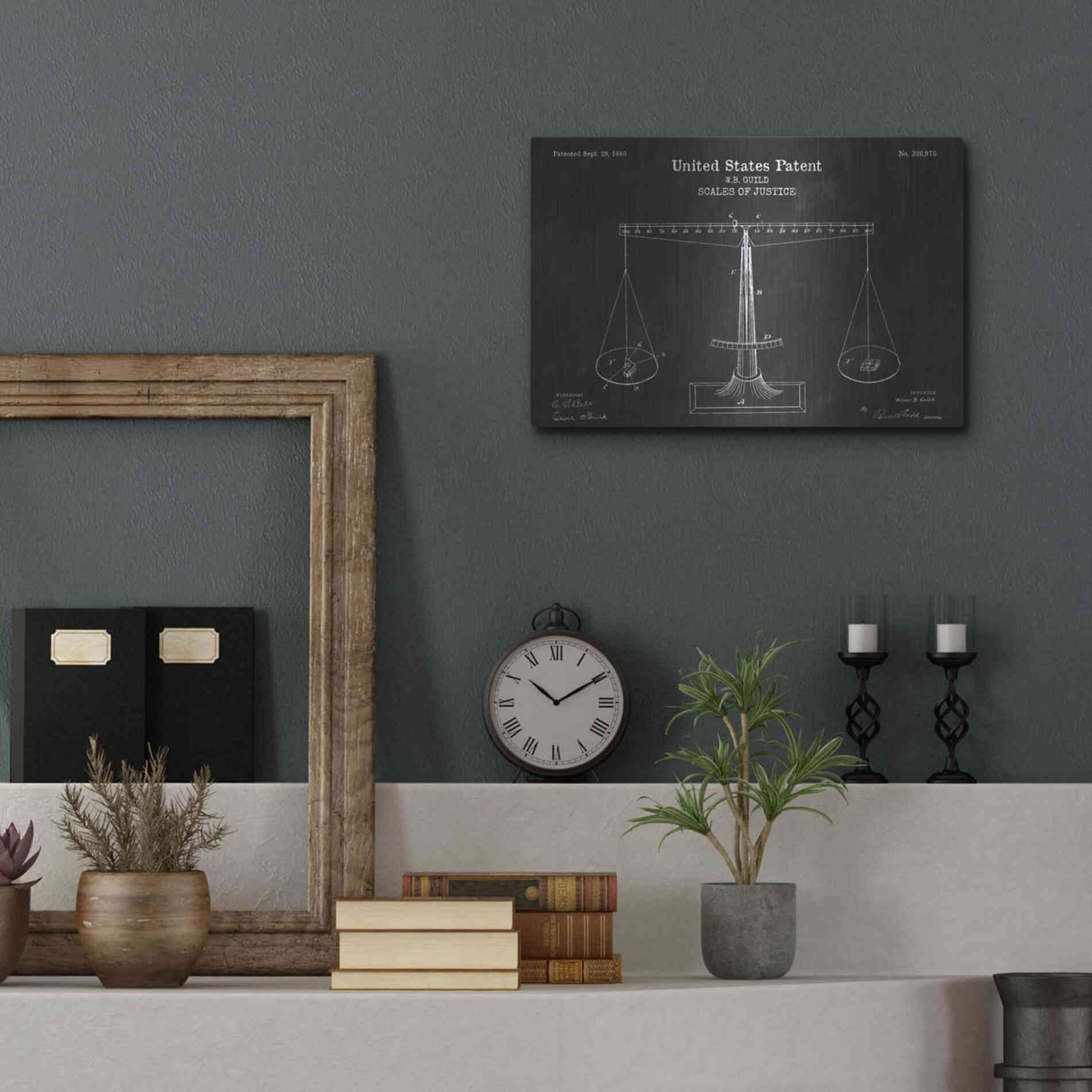 Luxe Metal Art 'Scales of Justice Blueprint Patent Chalkboard' Metal Wall Art,16x12