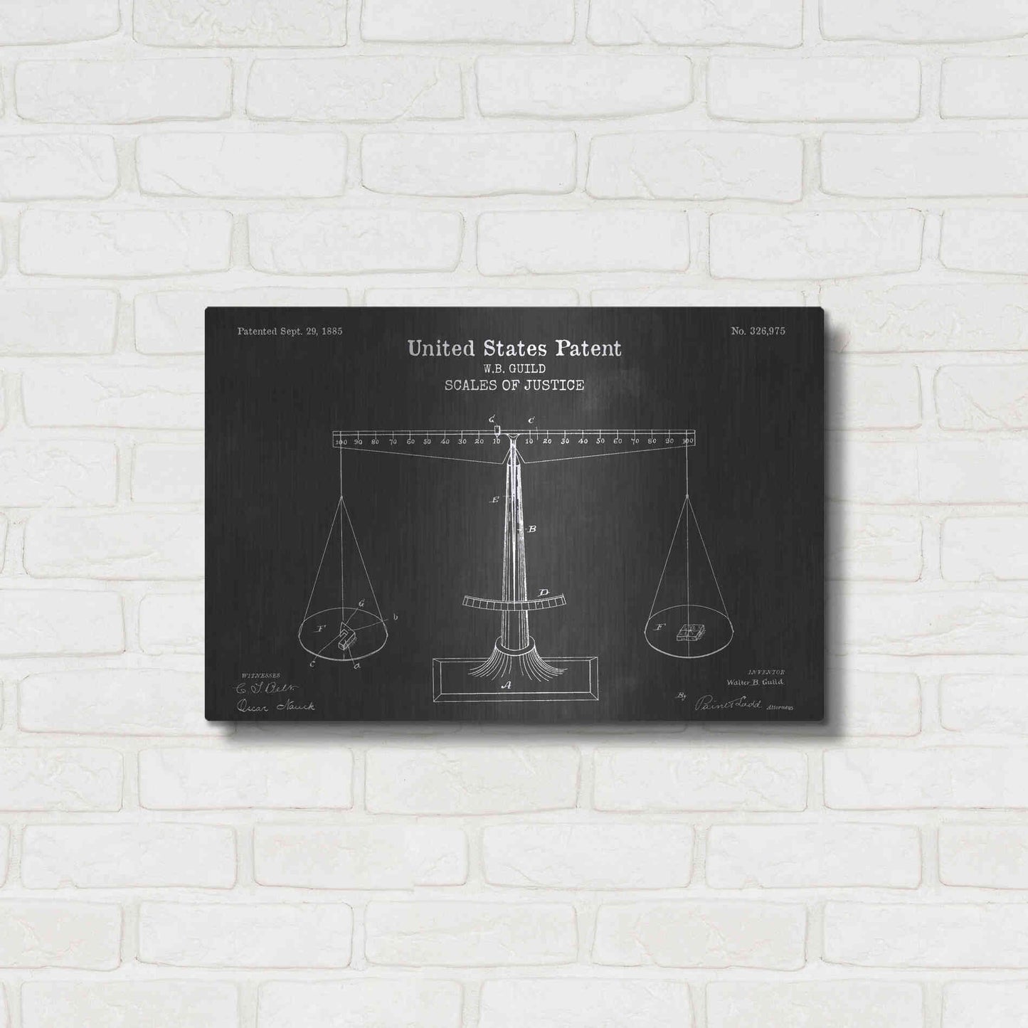 Luxe Metal Art 'Scales of Justice Blueprint Patent Chalkboard' Metal Wall Art,24x16