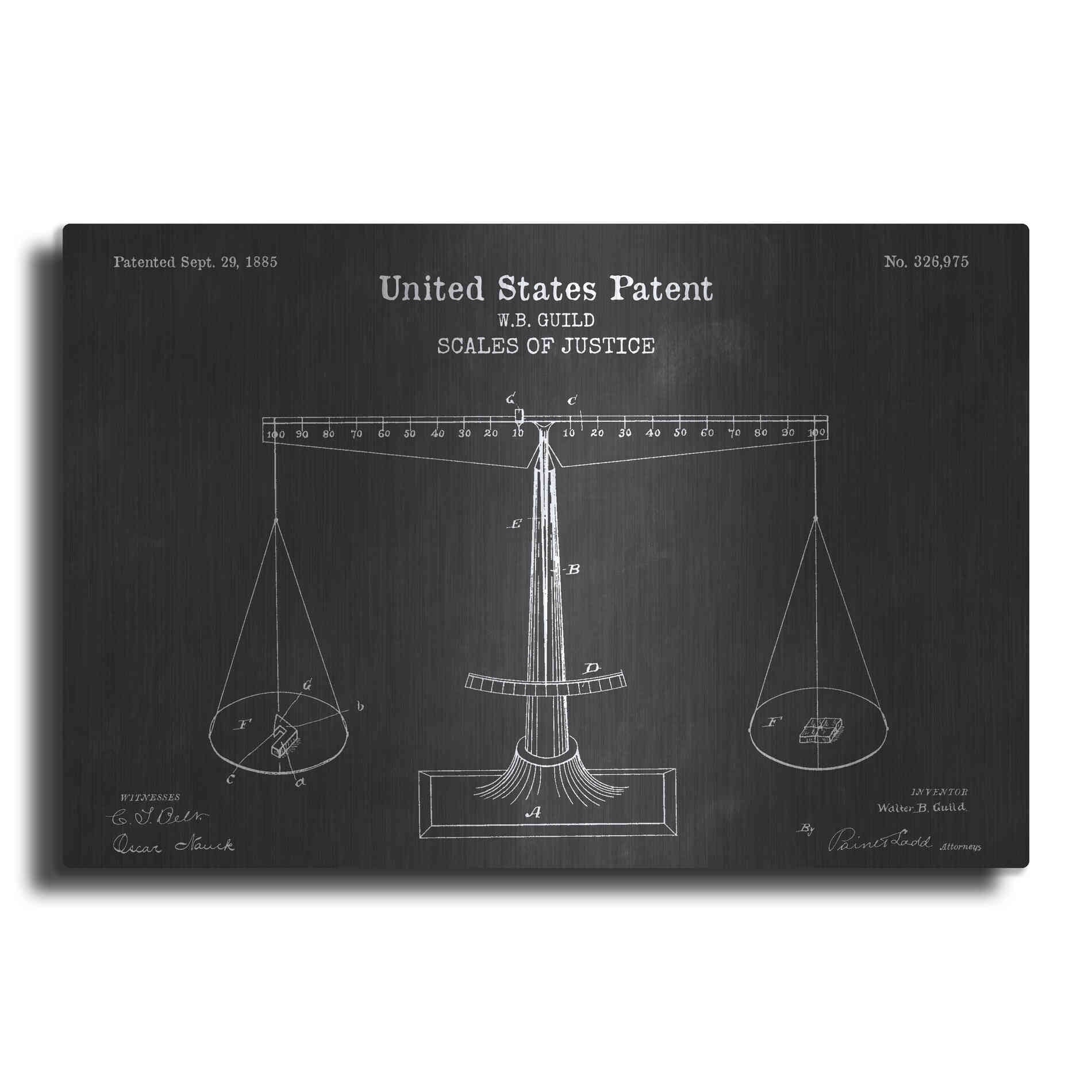 Luxe Metal Art 'Scales of Justice Blueprint Patent Chalkboard' Metal Wall Art
