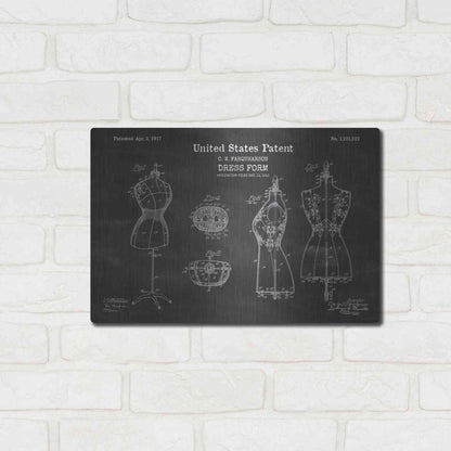Luxe Metal Art 'Dress Form Blueprint Patent Chalkboard' Metal Wall Art,16x12