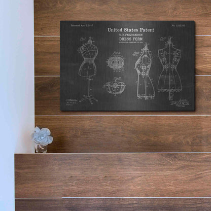 Luxe Metal Art 'Dress Form Blueprint Patent Chalkboard' Metal Wall Art,16x12