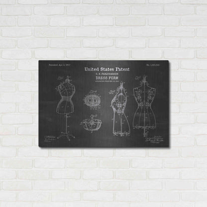 Luxe Metal Art 'Dress Form Blueprint Patent Chalkboard' Metal Wall Art,36x24