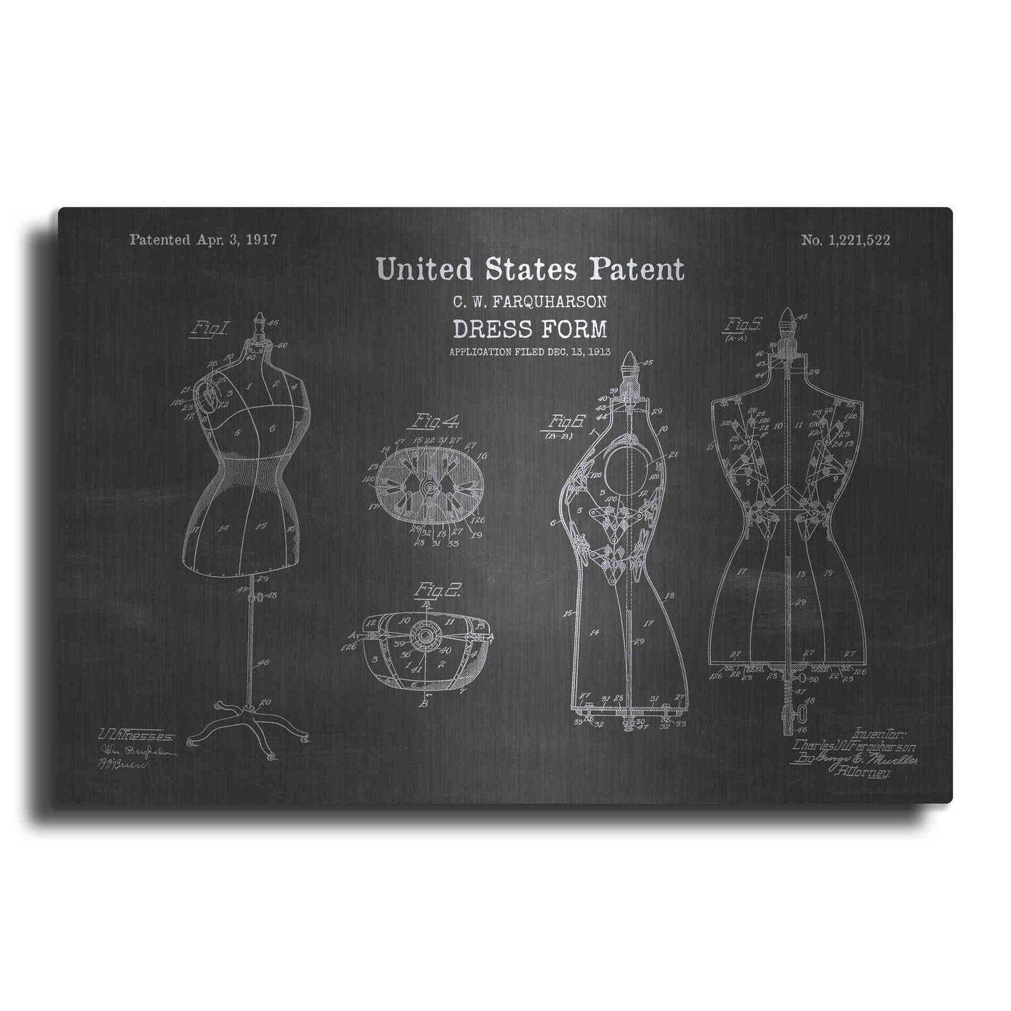 Luxe Metal Art 'Dress Form Blueprint Patent Chalkboard' Metal Wall Art