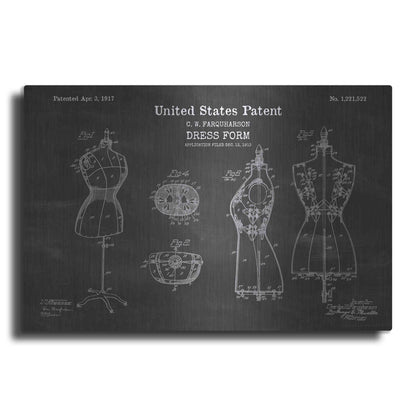 Luxe Metal Art 'Dress Form Blueprint Patent Chalkboard' Metal Wall Art