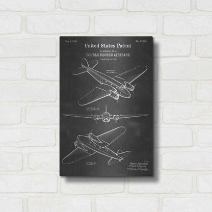 Luxe Metal Art 'Double Decker Airplane Blueprint Patent Chalkboard' Metal Wall Art,12x16