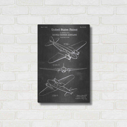 Luxe Metal Art 'Double Decker Airplane Blueprint Patent Chalkboard' Metal Wall Art,16x24
