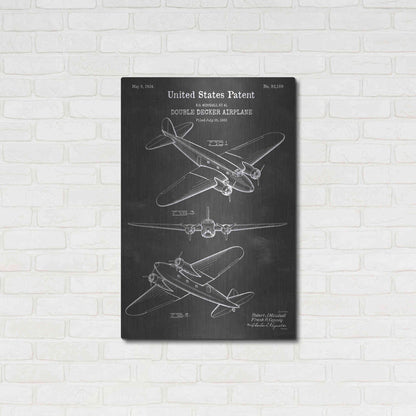 Luxe Metal Art 'Double Decker Airplane Blueprint Patent Chalkboard' Metal Wall Art,24x36