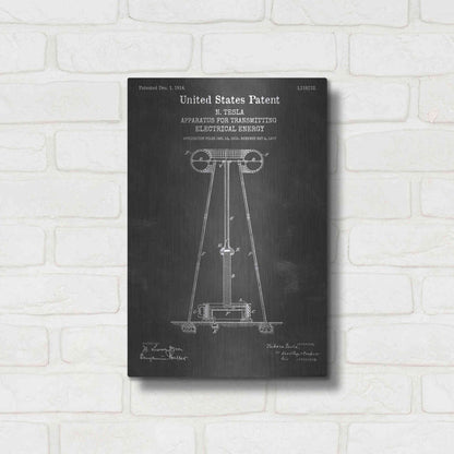 Luxe Metal Art 'Tesla Apparatus for Transmitting Electrical Energy Blueprint Patent Chalkboard' Metal Wall Art,12x16