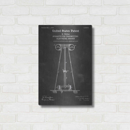 Luxe Metal Art 'Tesla Apparatus for Transmitting Electrical Energy Blueprint Patent Chalkboard' Metal Wall Art,16x24