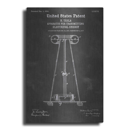 Luxe Metal Art 'Tesla Apparatus for Transmitting Electrical Energy Blueprint Patent Chalkboard' Metal Wall Art