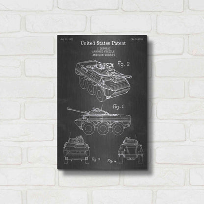 Luxe Metal Art 'Armored Vehicle Blueprint Patent Chalkboard' Metal Wall Art,12x16