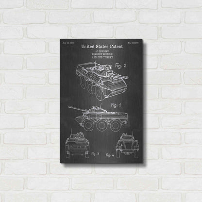 Luxe Metal Art 'Armored Vehicle Blueprint Patent Chalkboard' Metal Wall Art,16x24