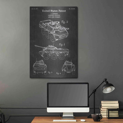Luxe Metal Art 'Armored Vehicle Blueprint Patent Chalkboard' Metal Wall Art,24x36