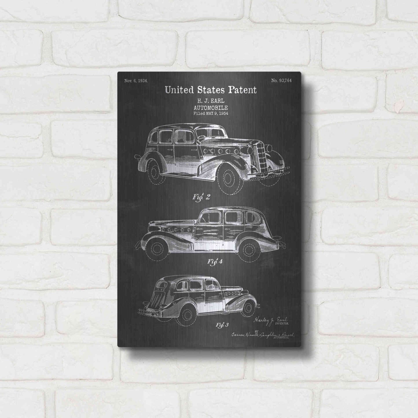 Luxe Metal Art 'Luxury Automobile Blueprint Patent Chalkboard' Metal Wall Art,12x16