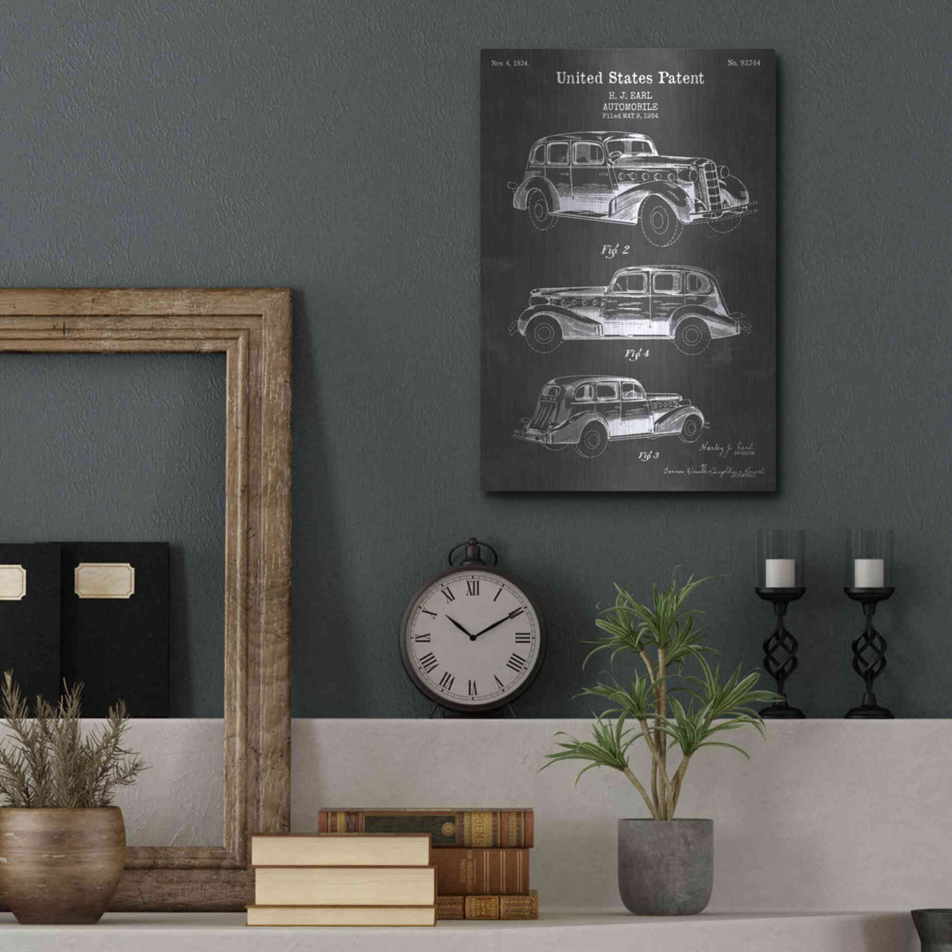 Luxe Metal Art 'Luxury Automobile Blueprint Patent Chalkboard' Metal Wall Art,12x16