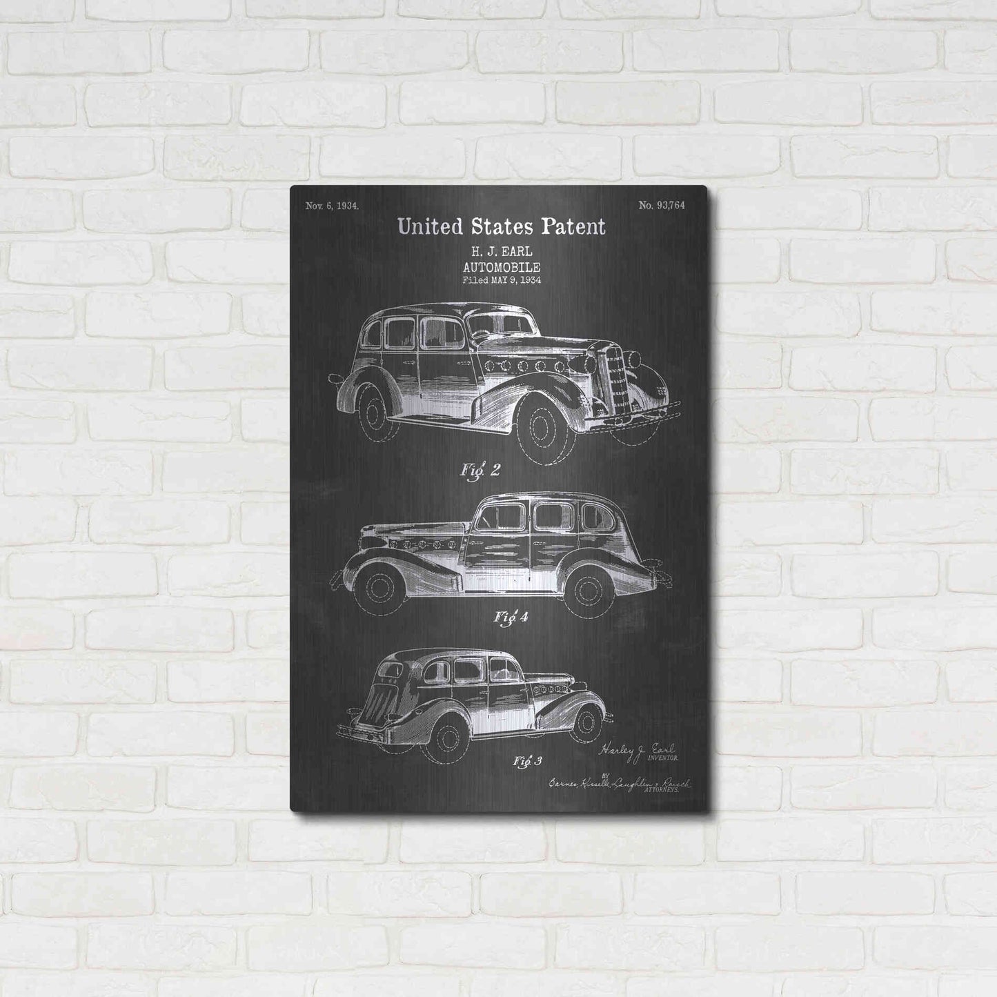 Luxe Metal Art 'Luxury Automobile Blueprint Patent Chalkboard' Metal Wall Art,24x36