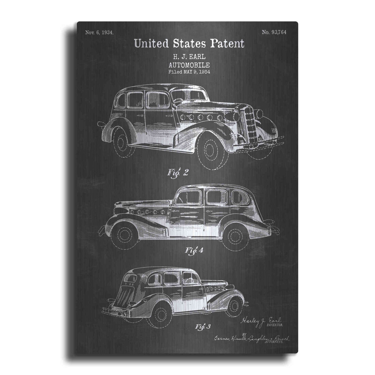Luxe Metal Art 'Luxury Automobile Blueprint Patent Chalkboard' Metal Wall Art