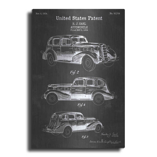 Luxe Metal Art 'Luxury Automobile Blueprint Patent Chalkboard' Metal Wall Art