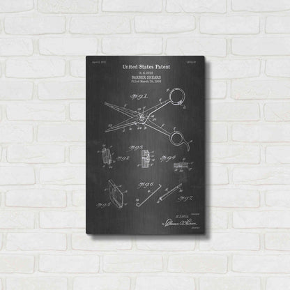 Luxe Metal Art 'Barber Shears Blueprint Patent Chalkboard' Metal Wall Art,16x24