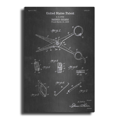 Luxe Metal Art 'Barber Shears Blueprint Patent Chalkboard' Metal Wall Art