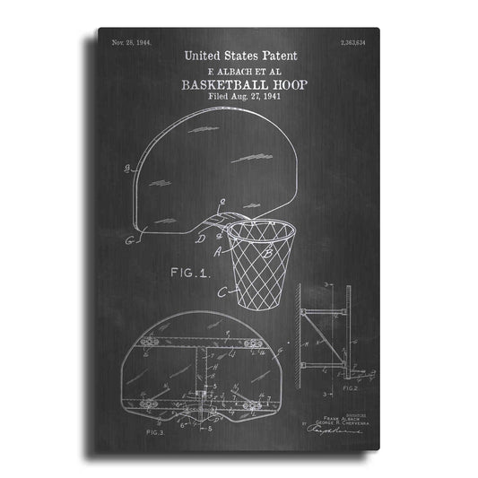 Luxe Metal Art 'Basketball Hoop Blueprint Patent Chalkboard' Metal Wall Art