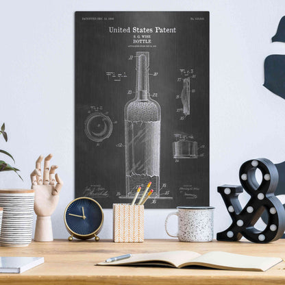 Luxe Metal Art 'Bottle Blueprint Patent Chalkboard' Metal Wall Art,12x16